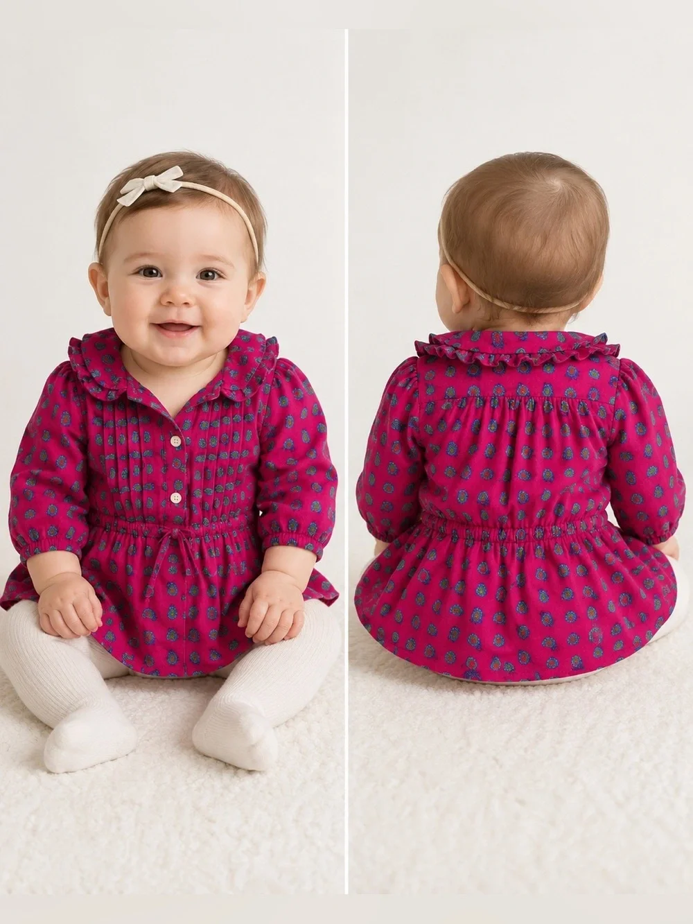Ralph Lauren purple or magenta satin paisley shirt with ruffled collar size 6M